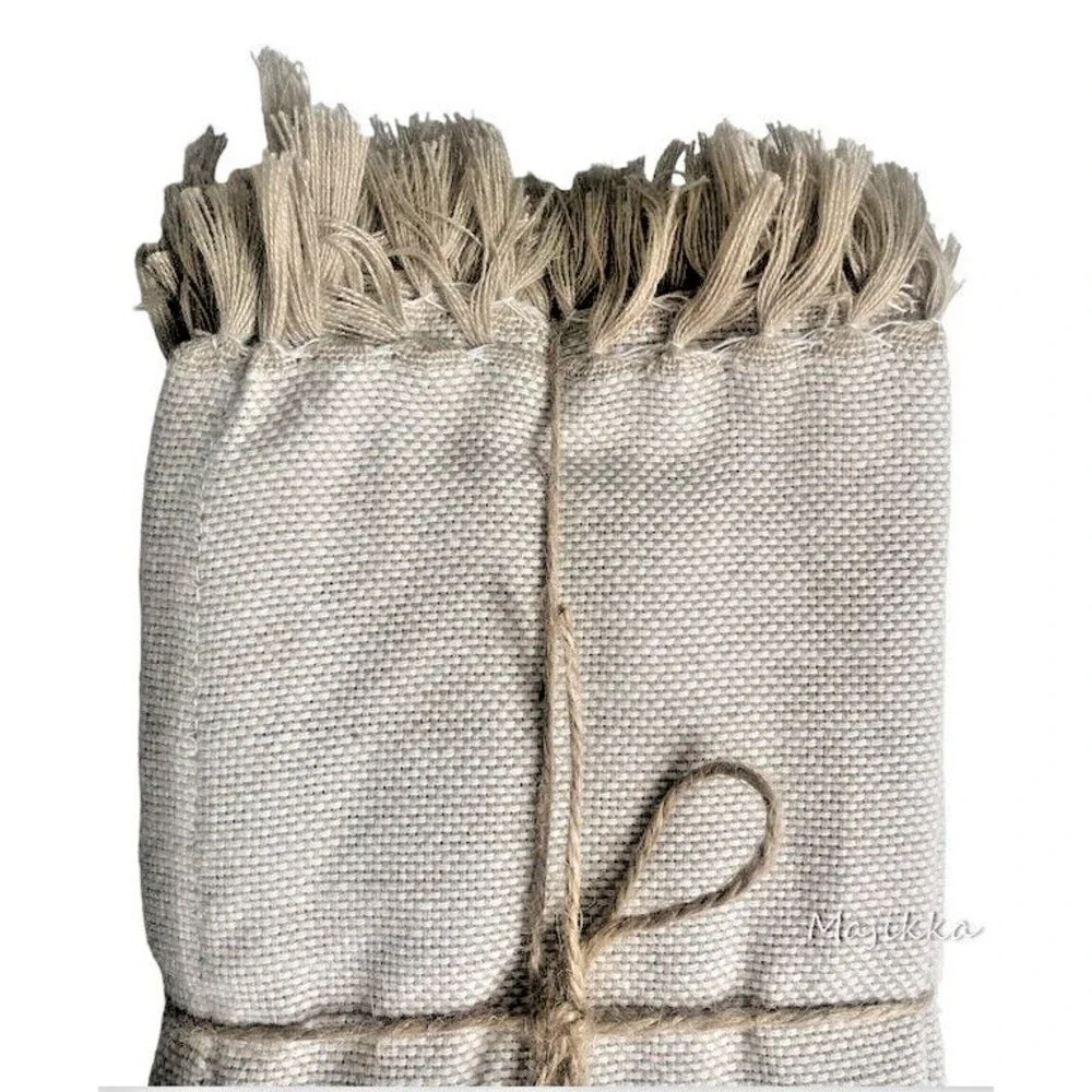 Tommy Bahama Fabric Napkins Set of 4 Beige Fringe Summer Indoor Outdoor